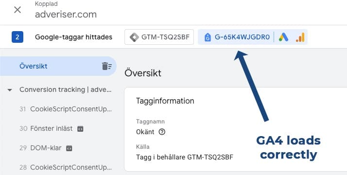 GA4 is allowed to load by the cookie-banner and CMP tool